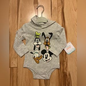 NWT Disney Mickey Mouse & Friends Baby Boy Grey Bodysuit (Size: 3-6 Months)